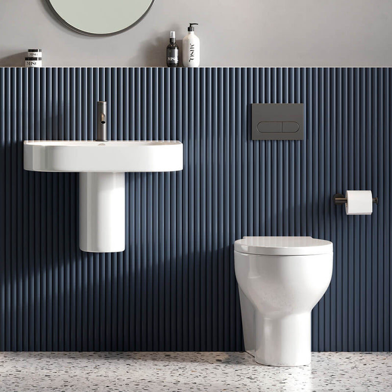 Britton Bathrooms Trim 600mm Basin With Semi Pedestal