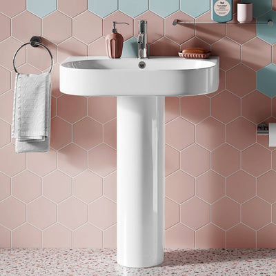 Britton Bathrooms Trim 600mm Basin With Full Pedestal