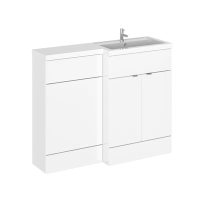 Hudson Reed Fusion 1100mm Floorstanding Combination Unit With L Shaped Basin - Right Hand - White Gloss