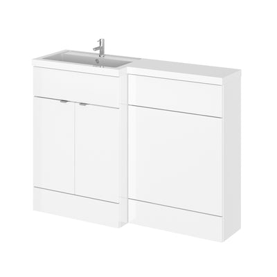 Hudson Reed Fusion 1200mm Floorstanding Combination Unit With WC Unit - Left Hand - White Gloss