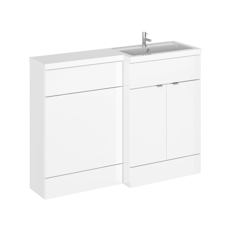 Hudson Reed Fusion 1200mm Floorstanding Combination Unit With WC Unit - Right Hand - White Gloss