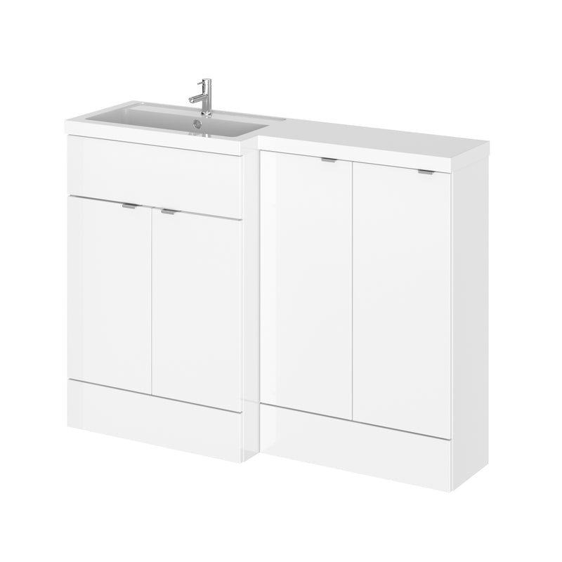 Hudson Reed Fusion 1200mm Floorstanding Combination Unit With 2 x 300mm Base Units - Left Hand - White Gloss