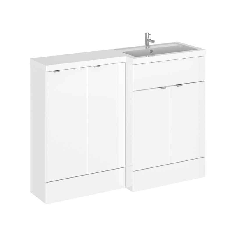 Hudson Reed Fusion 1200mm Floorstanding Combination Unit With 2 x 300mm Base Units - Right Hand - White Gloss