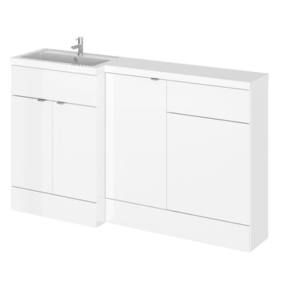 Hudson Reed Fusion 1500mm Floorstanding Combination Unit With 400mm Base Unit & 500mm WC Unit - Left Hand - White Gloss