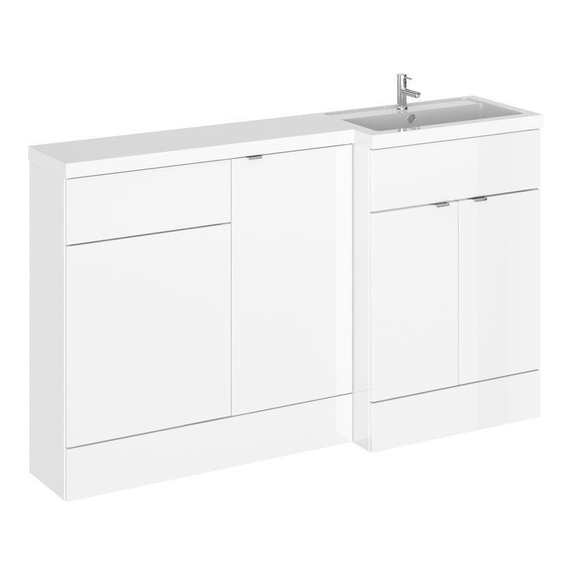 Hudson Reed Fusion 1500mm Floorstanding Combination Unit With 400mm Base Unit & 500mm WC Unit - Right Hand - White Gloss