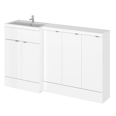 Hudson Reed Fusion 1500mm Floorstanding Combination Unit With 3 x 300mm Base Units - Left Hand - White Gloss