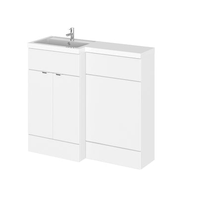 Hudson Reed Fusion 1000mm Floorstanding Combination Unit With L Shaped Basin - Left Hand - White Gloss