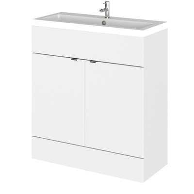 Hudson Reed Fusion Floor Standing 800mm Vanity Unit & Basin - Polymarble - White Gloss