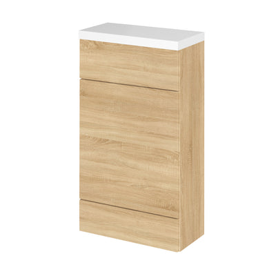 Hudson Reed Fusion Floor Standing Slimline 500mm WC Unit With Polymarble Top - Natural Oak