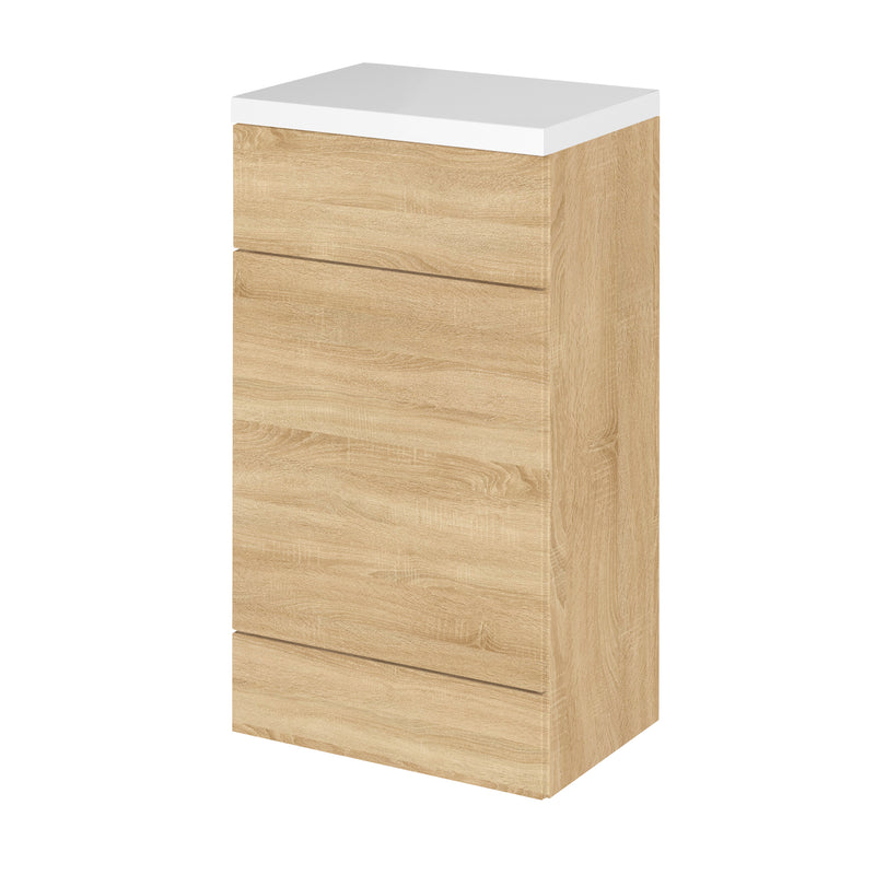 Hudson Reed Fusion Floor Standing 500mm WC Unit With Polymarble Top - Natural Oak