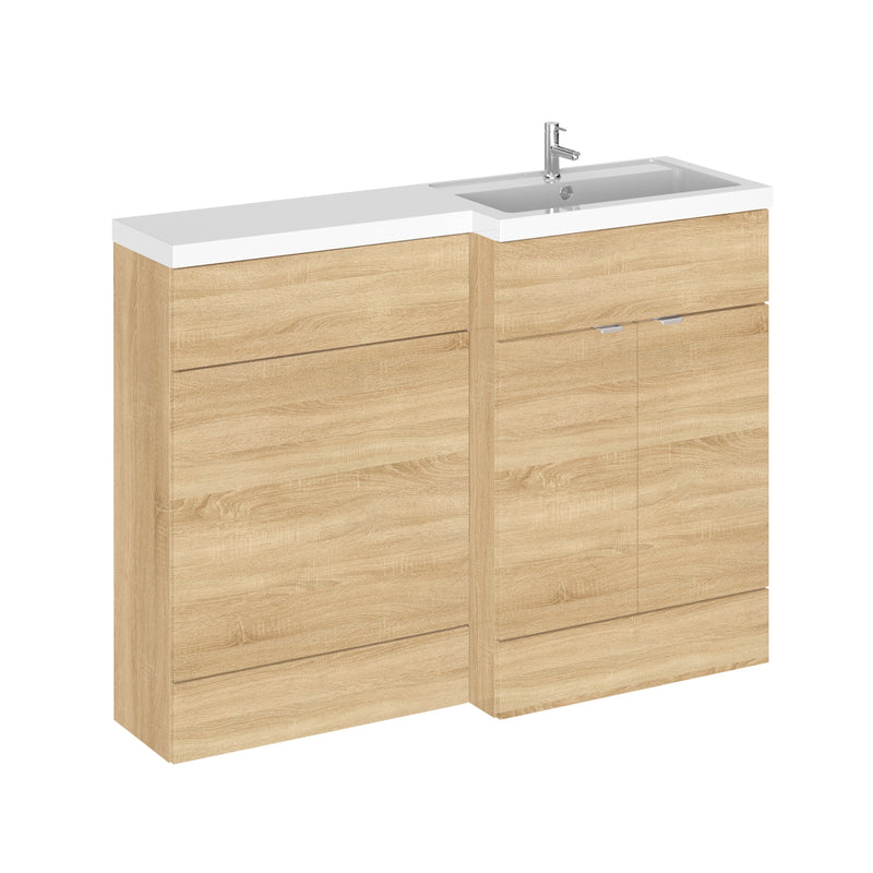 Hudson Reed Fusion 1200mm Floorstanding Combination Unit With WC Unit - Right Hand - Natural Oak