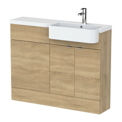 Hudson Reed Fusion 1100mm Floorstanding Combination Unit With Round Semi Recessed Basin - Right Hand - Natural Oak