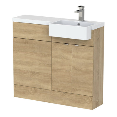 Hudson Reed Fusion 1000mm Floorstanding Combination Unit With Square Semi Recessed Basin - Right Hand - Natural Oak