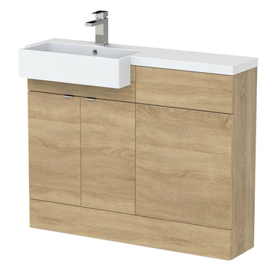 Hudson Reed Fusion 1100mm Floorstanding Combination Unit With Square Semi Recessed Basin - Left Hand - Natural Oak