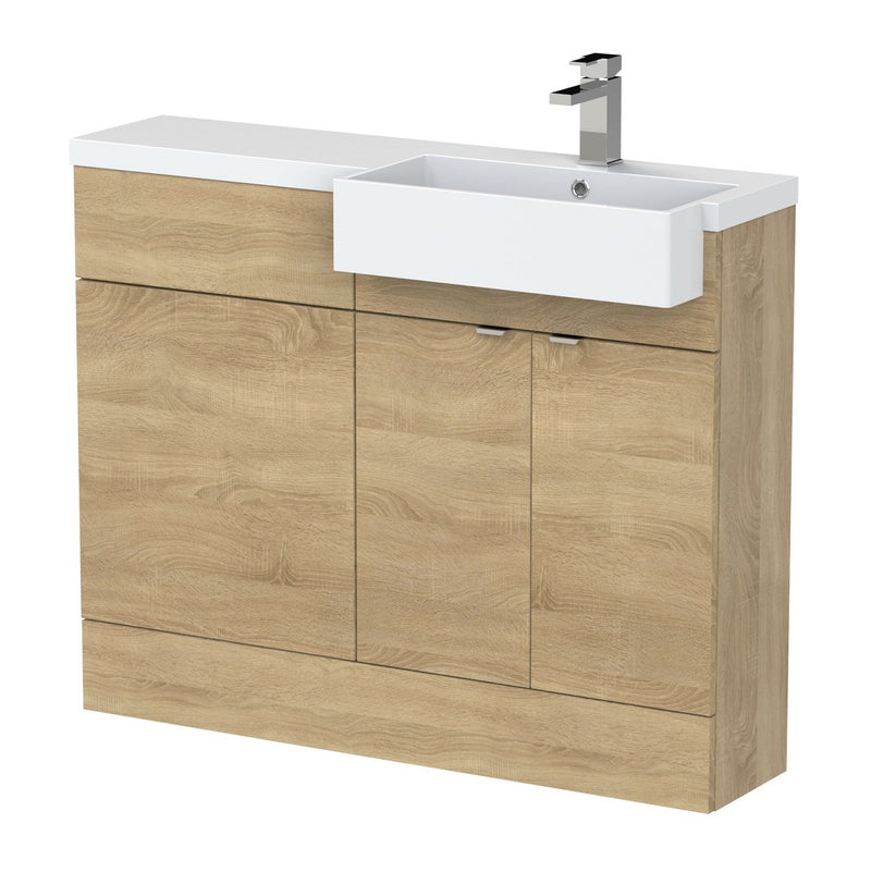 Hudson Reed Fusion 1100mm Floorstanding Combination Unit With Square Semi Recessed Basin - Right Hand - Natural Oak