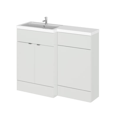Hudson Reed Fusion 1100mm Floorstanding Combination Unit With L Shaped Basin - Left Hand - Grey Mist Gloss