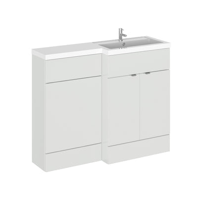 Hudson Reed Fusion 1100mm Floorstanding Combination Unit With L Shaped Basin - Right Hand - Grey Mist Gloss
