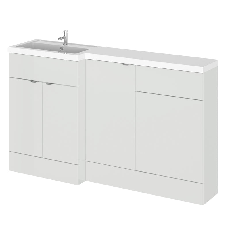 Hudson Reed Fusion 1500mm Floorstanding Combination Unit With 400mm Base Unit & 500mm WC Unit - Left Hand - Grey Mist Gloss