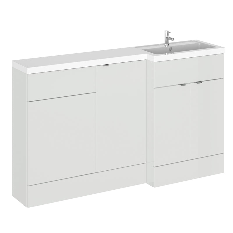 Hudson Reed Fusion 1500mm Floorstanding Combination Unit With 400mm Base Unit & 500mm WC Unit - Right Hand - Grey Mist Gloss
