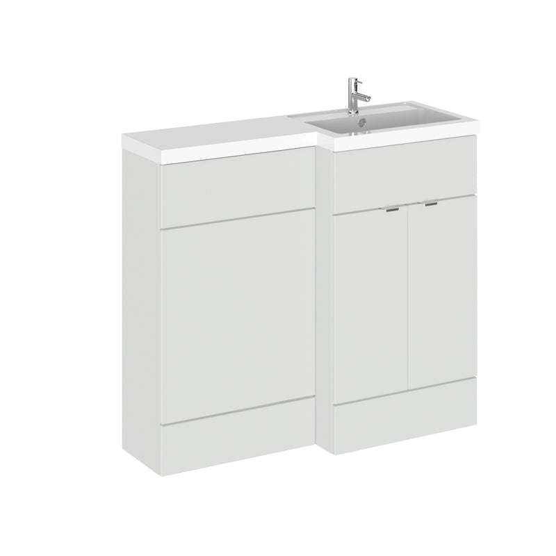 Hudson Reed Fusion 1000mm Floorstanding Combination Unit With L Shaped Basin - Right Hand - Grey Mist Gloss