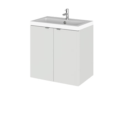 Hudson Reed Fusion Wall Hung 500mm Vanity Unit With 2 Doors & Basin - Polymarble - Grey Mist Gloss