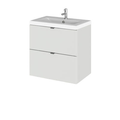 Hudson Reed Fusion Wall Hung 500mm Vanity Unit With 2 Drawers & Basin - Ceramic - Grey Mist Gloss
