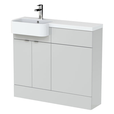 Hudson Reed Fusion 1000mm Floorstanding Combination Unit With Round Semi Recessed Basin - Left Hand - Grey Mist Gloss
