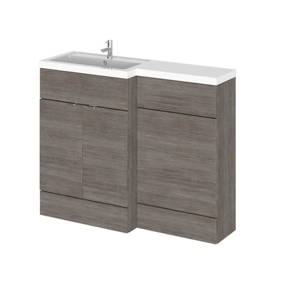 Hudson Reed Fusion 1100mm Floorstanding Combination Unit With L Shaped Basin - Left Hand - Brown Grey Avola