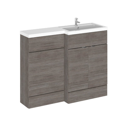 Hudson Reed Fusion 1100mm Floorstanding Combination Unit With L Shaped Basin - Right Hand - Brown Grey Avola