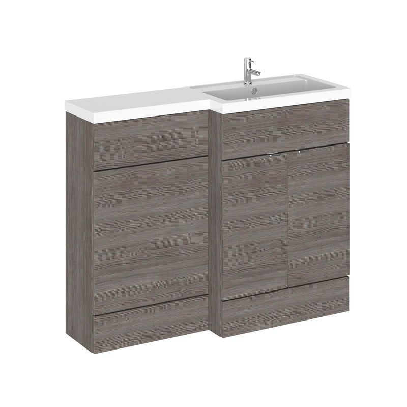 Hudson Reed Fusion 1100mm Floorstanding Combination Unit With L Shaped Basin - Right Hand - Brown Grey Avola