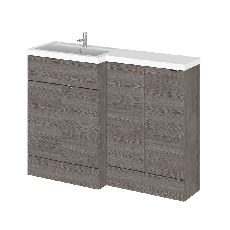 Hudson Reed Fusion 1200mm Floorstanding Combination Unit With 2 x 300mm Base Units - Left Hand - Brown Grey Avola