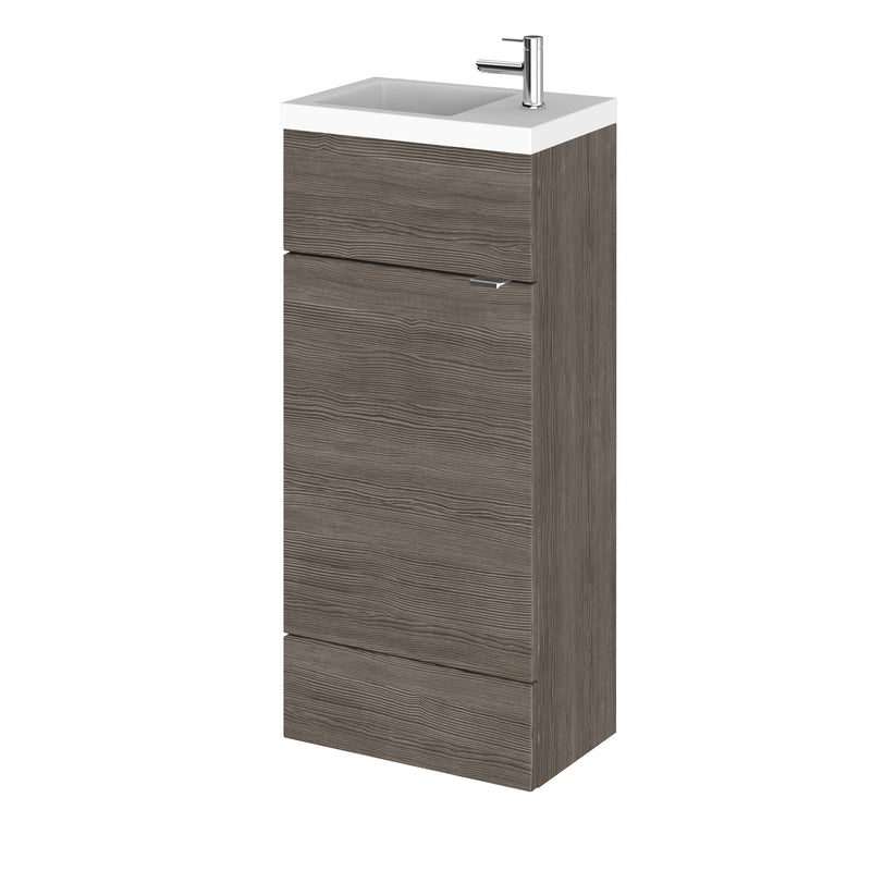 Hudson Reed Fusion Floor Standing Slimline 400mm Vanity Unit & Basin - Brown Grey Avola
