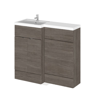 Hudson Reed Fusion 1000mm Floorstanding Combination Unit With L Shaped Basin - Left Hand - Brown Grey Avola