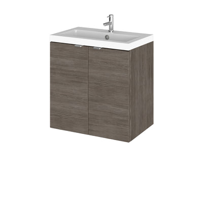 Hudson Reed Fusion Wall Hung 500mm Vanity Unit With 2 Doors & Basin - Polymarble - Brown Grey Avola