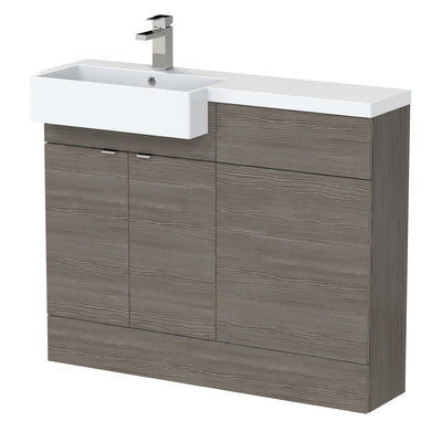 Hudson Reed Fusion 1100mm Floorstanding Combination Unit With Square Semi Recessed Basin - Left Hand - Brown Grey Avola