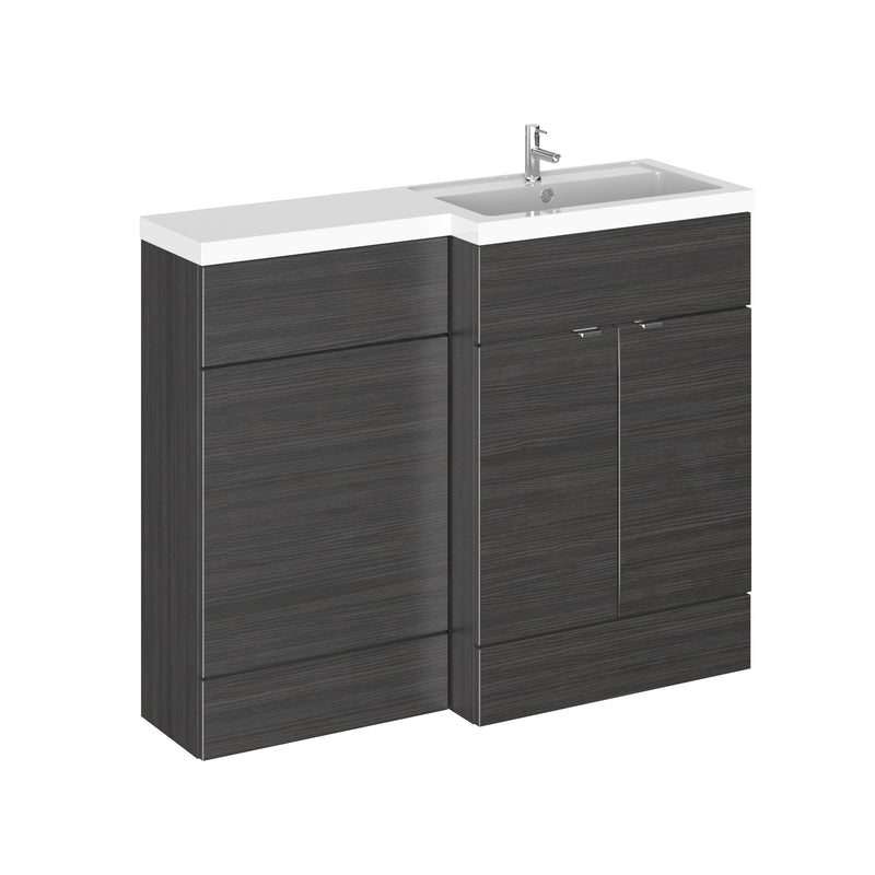 Hudson Reed Fusion 1100mm Floorstanding Combination Unit With L Shaped Basin - Right Hand - Hacienda Black
