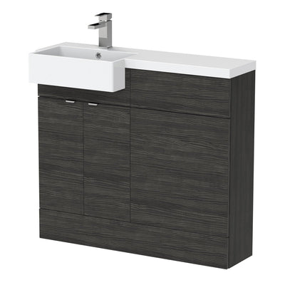 Hudson Reed Fusion 1000mm Floorstanding Combination Unit With Square Semi Recessed Basin - Left Hand - Hacienda Black