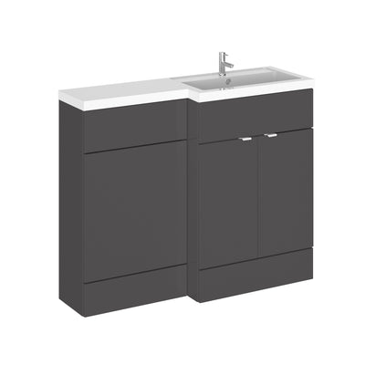 Hudson Reed Fusion 1100mm Floorstanding Combination Unit With L Shaped Basin - Right Hand - Grey Gloss
