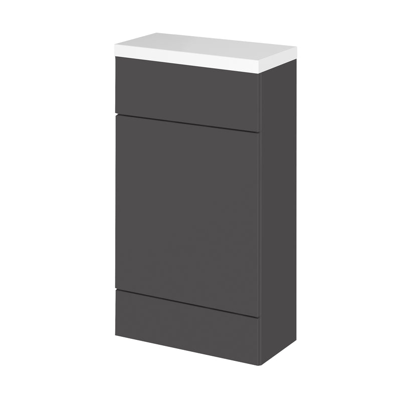 Hudson Reed Fusion Floor Standing Slimline 500mm WC Unit With Polymarble Top - Grey Gloss