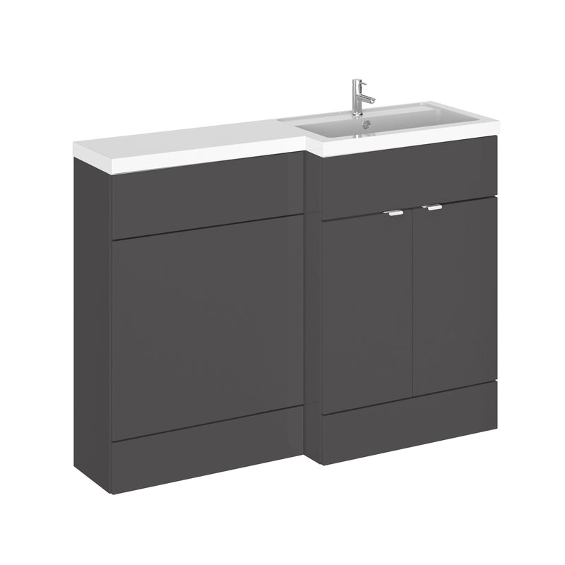 Hudson Reed Fusion 1200mm Floorstanding Combination Unit With WC Unit - Right Hand - Grey Gloss