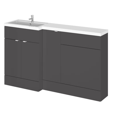 Hudson Reed Fusion 1500mm Floorstanding Combination Unit With 300mm Base Unit & 600mm WC Unit - Left Hand - Grey Gloss