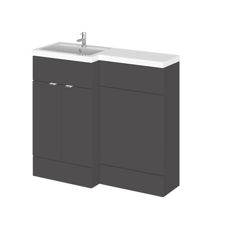 Hudson Reed Fusion 1000mm Floorstanding Combination Unit With L Shaped Basin - Left Hand - Grey Gloss