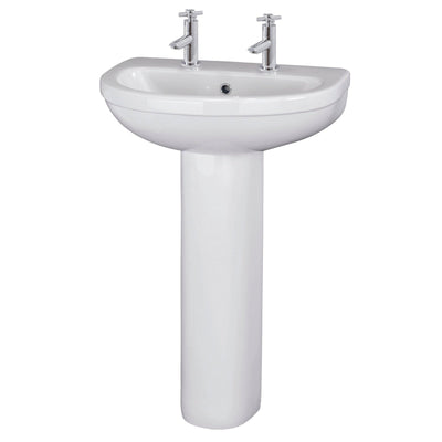 Nuie Ivo 550 x 445mm Basin With 2 Tap Hole & Pedestal