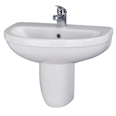 Nuie Ivo 550 x 445mm Basin With 1 Tap Hole & Semi Pedestal