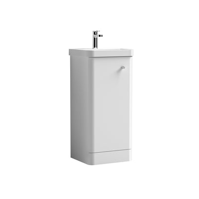 Nuie Core 400 x 335mm Floor Standing Vanity Unit With 1 Door & Ceramic Basin - White Gloss