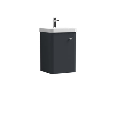 Nuie Core 400 x 335mm Wall Hung Vanity Unit With 1 Door & Ceramic Basin - Anthracite Satin