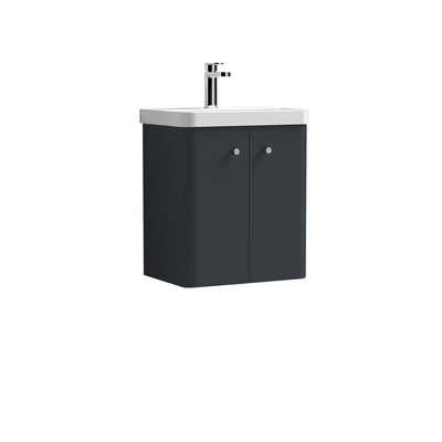 Nuie Core 500 x 335mm Wall Hung Vanity Unit With 2 Doors & Ceramic Basin - Anthracite Satin