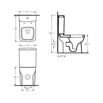 Hudson Reed Arlo Compact Close Coupled Flush To Wall Toilet & Soft Close Seat