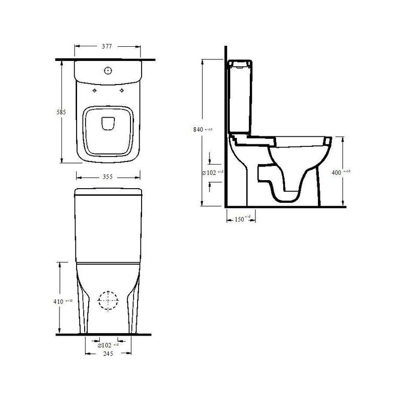 Hudson Reed Arlo Compact Close Coupled Flush To Wall Toilet & Soft Close Seat