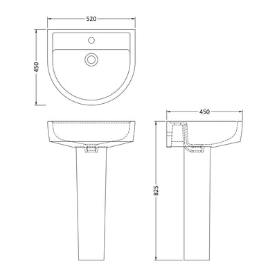 Capri 520mm Basin & Full Pedestal